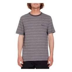Volcom Static Stripe Crew Short Sleeve T-Shirt In Black