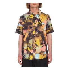 Volcom Skulli Print Short Sleeve Shirt In Dawn Yellow