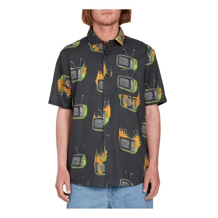 Volcom J Hager Woven Short Sleeve Shirt In Black 1 Volcom J Hager Woven Short Sleeve Shirt In Black
