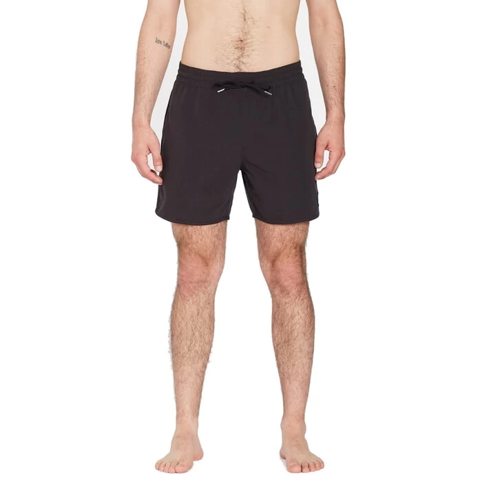 Volcom Lido Solid Trunk 16 Elasticated Boardshorts In Black 1 Volcom Lido Solid Trunk 16 Elasticated Boardshorts In Black