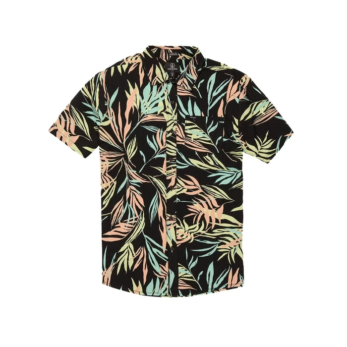 Volcom Bleeding Leaf Short Sleeve Shirt In Black 1 Volcom Bleeding Leaf Short Sleeve Shirt In Black