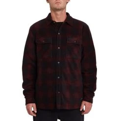 Volcom Bowered Fleece Long Sleeve Shirt In Port
