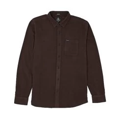 Volcom Caden Solid Long Sleeve Shirt In Dark Brown
