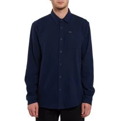 Volcom Caden Solid Long Sleeve Shirt In Navy