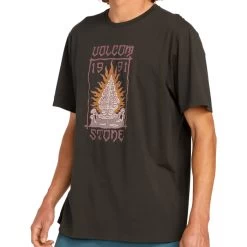 Volcom Fty Caged Stone Short Sleeve T-Shirt In Rinsed Black -Volcom volcom fty caged stone short sleeve t shirt rinsed black a5012300 rib b3 xourk72bnkrhs26i
