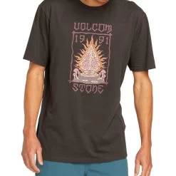 Volcom Fty Caged Stone Short Sleeve T-Shirt In Rinsed Black -Volcom volcom fty caged stone short sleeve t shirt rinsed black a5012300 rib b4 qkekskddndqppvrw