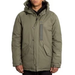 Volcom Interzone 5K Parka Jacket In Army Green Combo