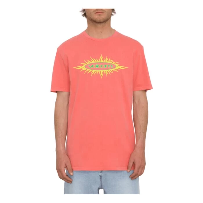 Volcom Nu Sun PW Short Sleeve T-Shirt In Washed Ruby 1 Volcom Nu Sun PW Short Sleeve T-Shirt In Washed Ruby