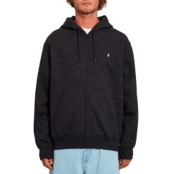 Volcom Single Stone Zipped Hoody In Heather Black