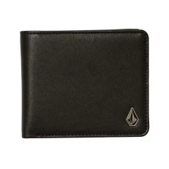 Volcom Slim Stone PU Faux Leather Wallet In Black