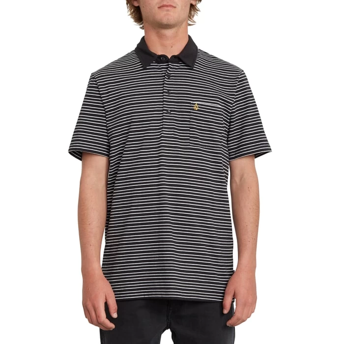 Volcom Smithers Short Sleeve Polo Shirt In Black 1 Volcom Smithers Short Sleeve Polo Shirt In Black