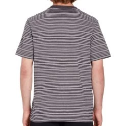 Volcom Static Stripe Crew Short Sleeve T-Shirt In Black -Volcom volcom static stripe crew short sleeve t shirt black a0112302 blk b2 iptnz9gtaujauysx