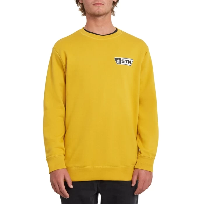 Volcom Supply Stone Crew Sweatshirt In Gold 1 Volcom Supply Stone Crew Sweatshirt In Gold